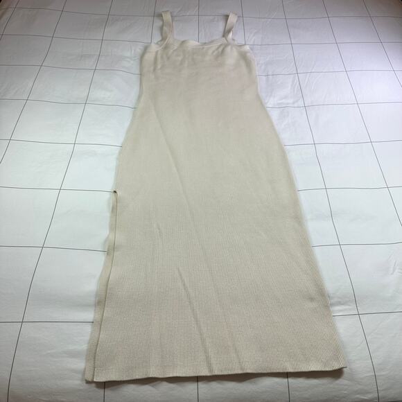Babaton Dress Womens Large Birch Cream Chase Ribbed Midi Sleeveless Side Slit - Picture 4 of 12